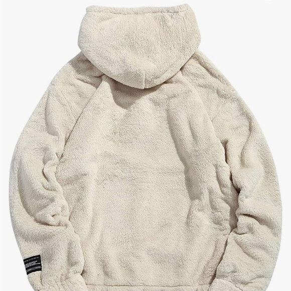 ZEZCLO Men's Solid Fluffy Sherpa Hoodie Oversized Hooded Pullover - Picture 2 of 3